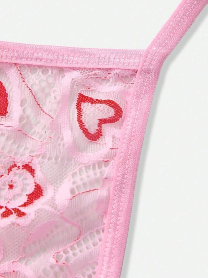 Men's Heart & Floral Print Lace Sexy Underwear